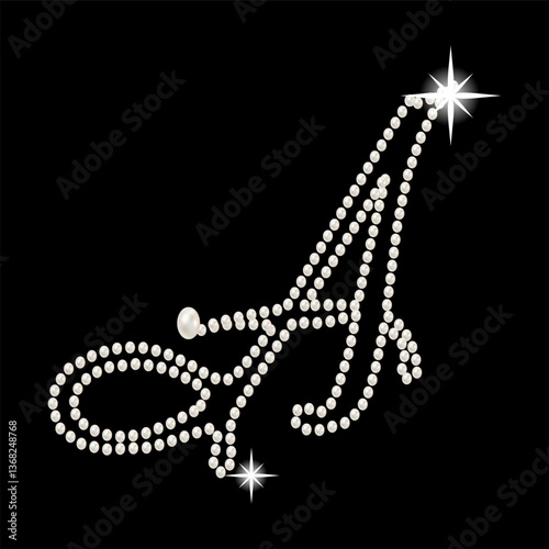 Capital Letters of English alphabet romantic with pearls