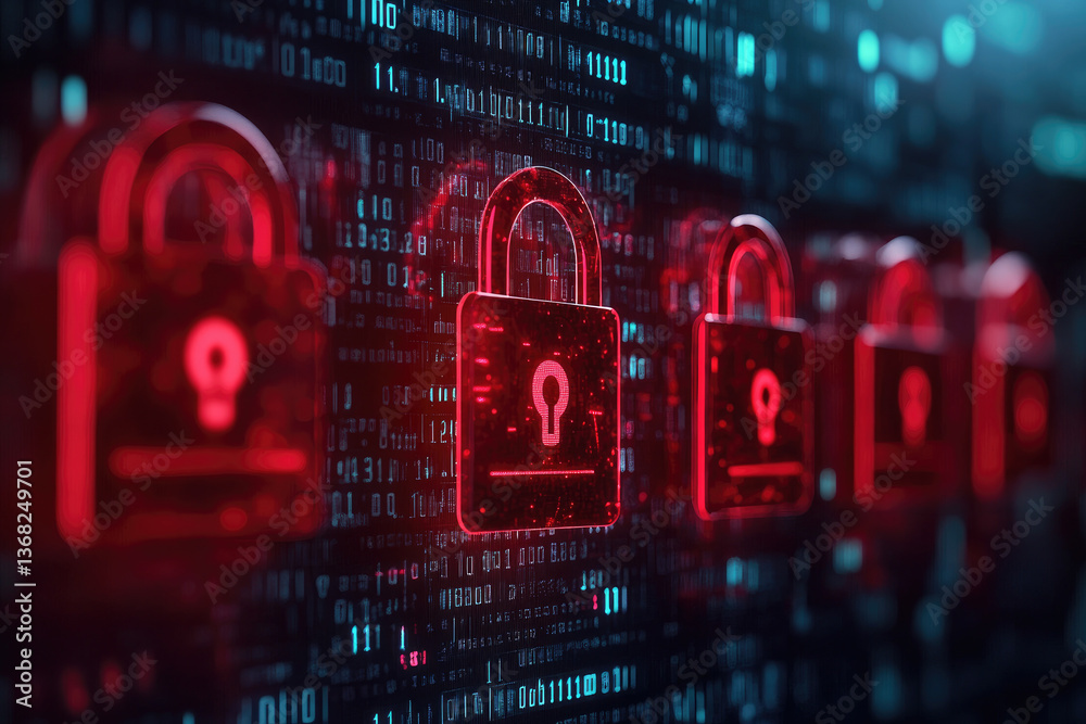 Cybersecurity measures digital locks and data protection in virtual environments
