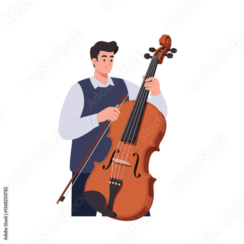 Musician playing cello in flat design style vector art