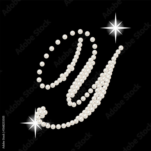 Capital Letters of English alphabet romantic with pearls