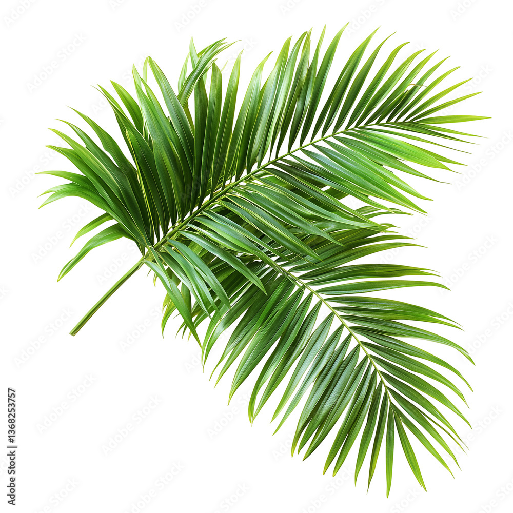 Fototapeta premium Tropical palm fronds greenery foliage plant designisolated on transparent background png