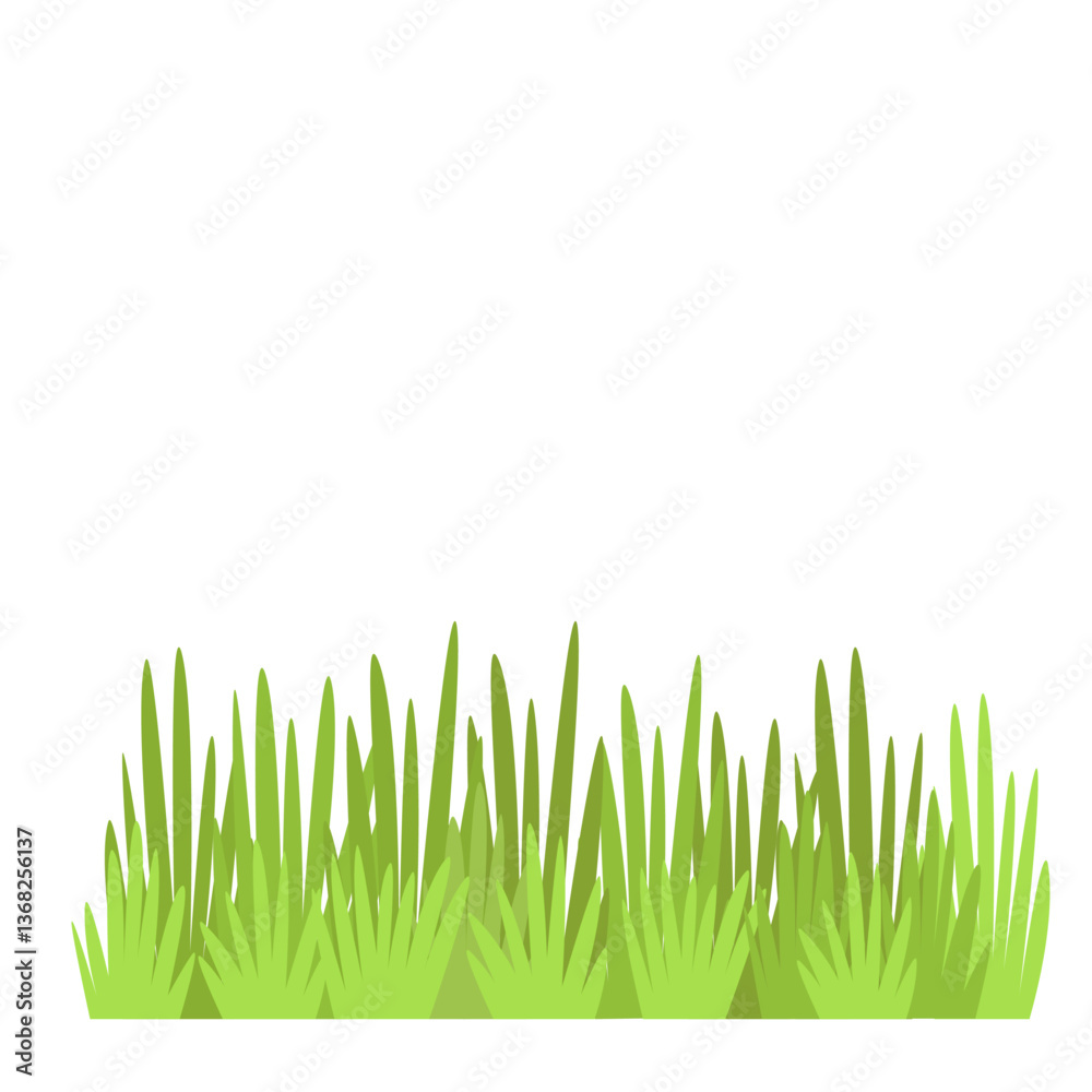 Obraz premium Green grass border vector illustration, flat cartoon style for Easter and spring