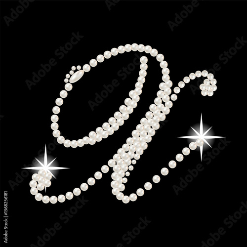 Capital Letters of English alphabet romantic with pearls