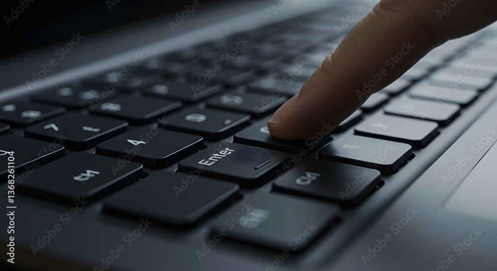 custom made wallpaper toronto digitalFinger pressing enter key on a laptop keyboard for submission