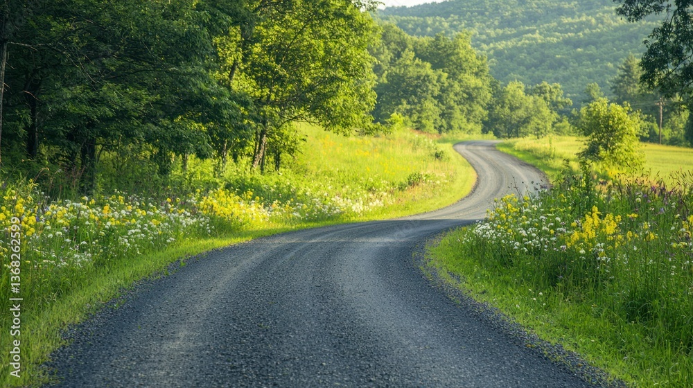 Fototapeta premium A mix of wildflowers growing freely along a country road