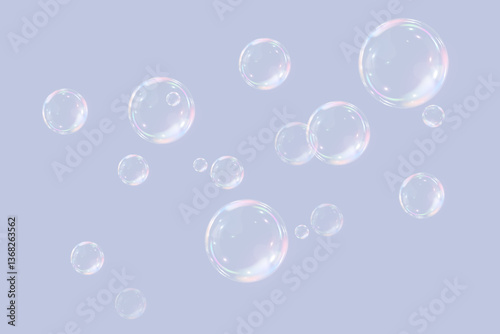 Network of transparent soap bubbles. Realistic color waltz.EPS 10.