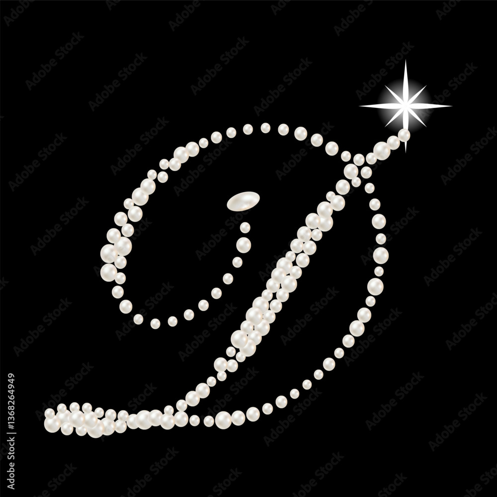 Capital Letters of English alphabet romantic with pearls