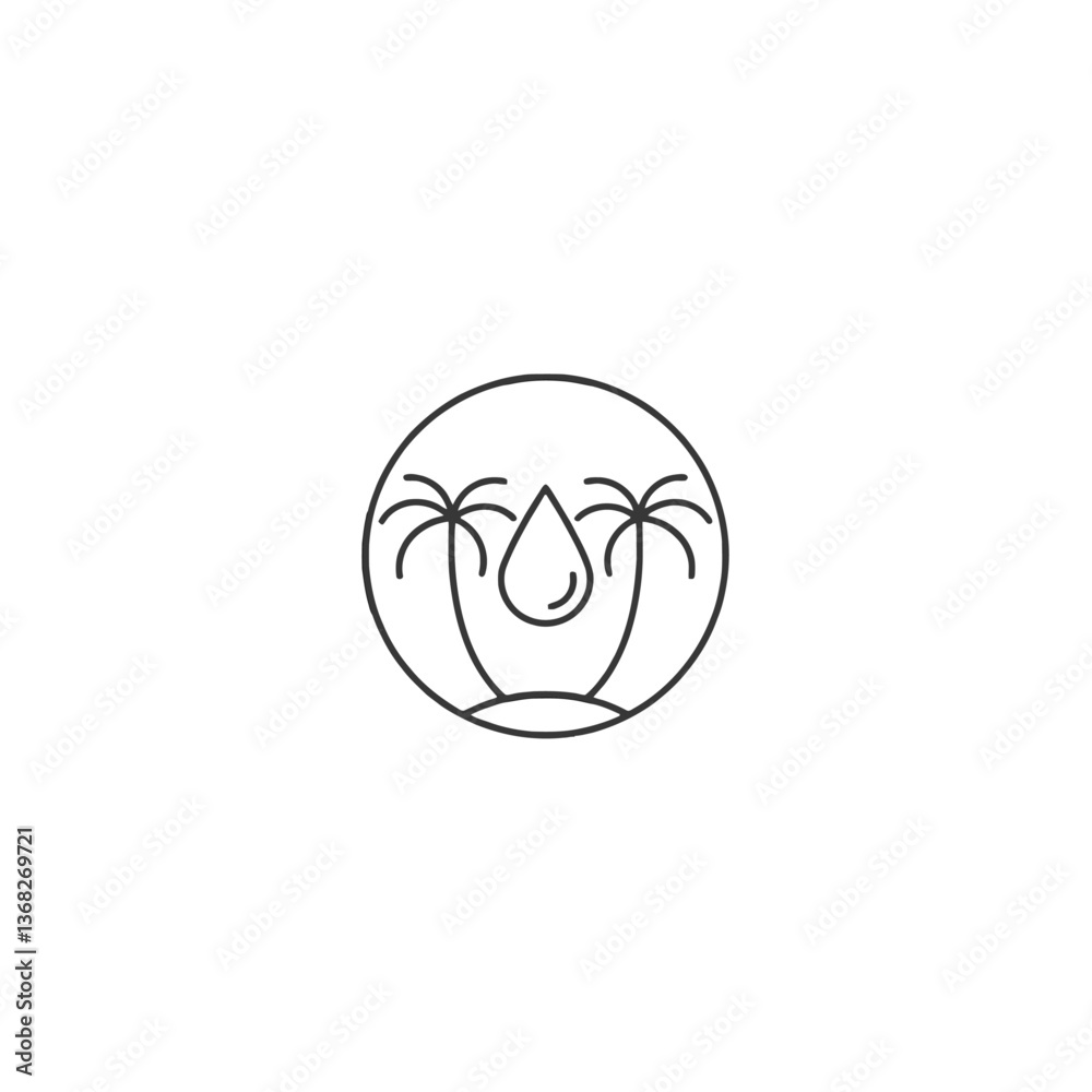 Palm Trees and Water Drop Logo Palm Trees and Water Drop Logo