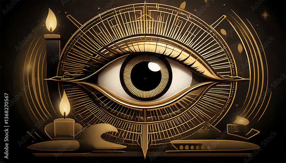 Fototapeta premium an ancient eye and candles