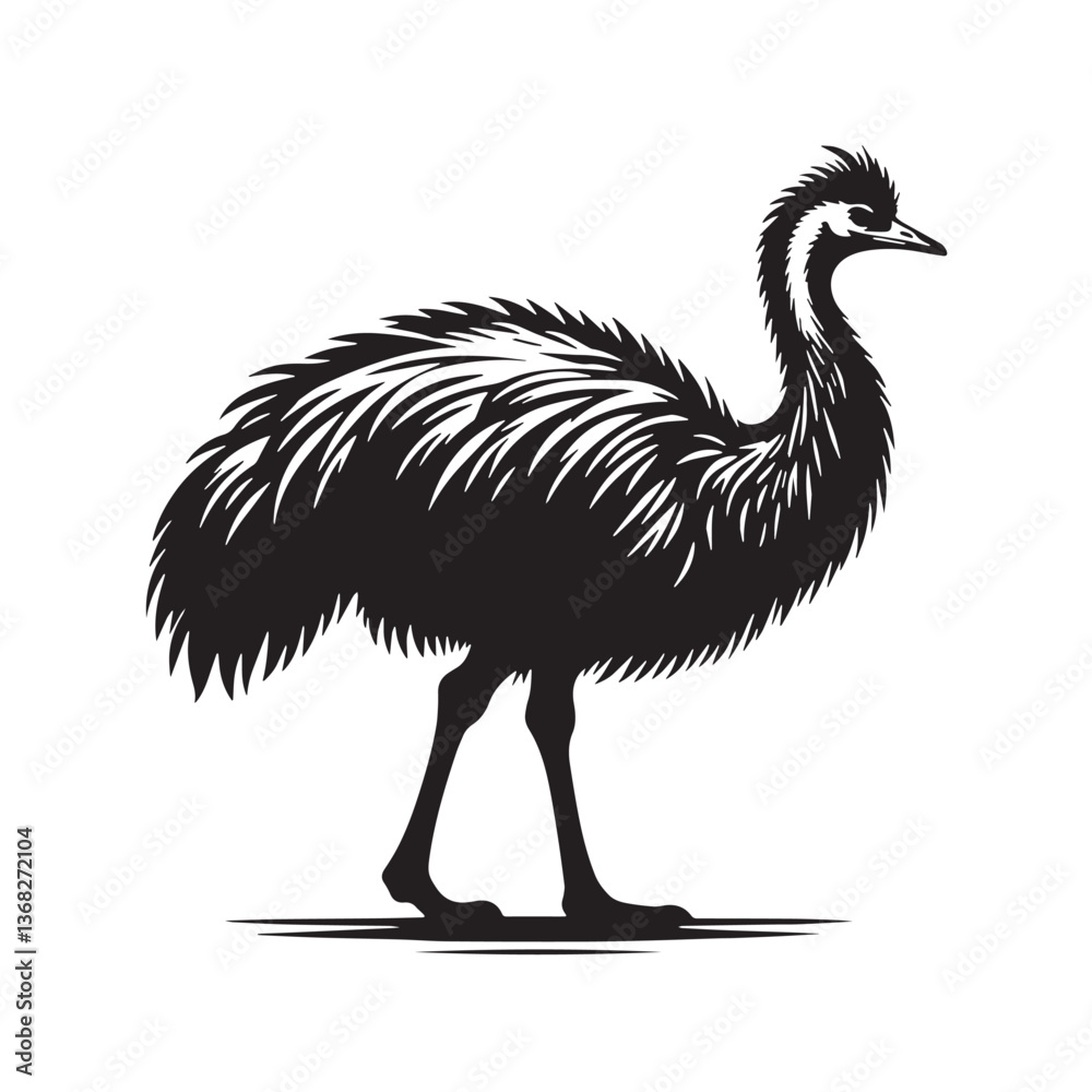 Fototapeta premium Black Color Moa Silhouette Vector Illustration, Solid White Background
