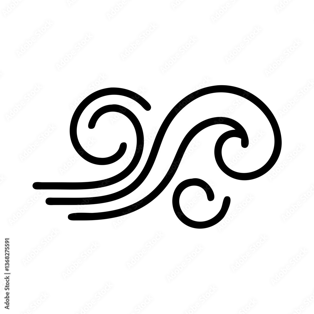 Swirling wind icon in minimalist black line style Swirling wind icon in minimalist black line style
