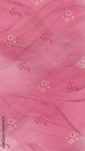 Pink abstract background with dreamy swirls and whimsical cloud-like motifs. A soft, feminine texture perfect for wallpapers and creative projects.