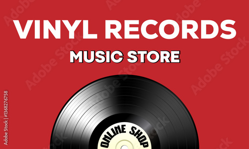 Black vinyl records store concept vector illustration.