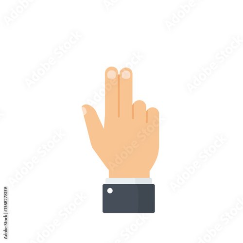 Hand gesture showing two fingers in flat design style vector art