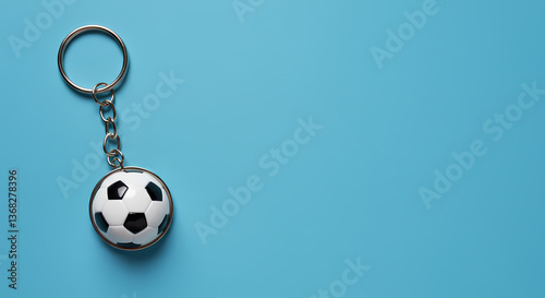Soccer Keychain, Football Keyring, Sports Gift, Blue Background