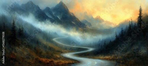 Mountain Pass Unveiled, Morning fog lifting