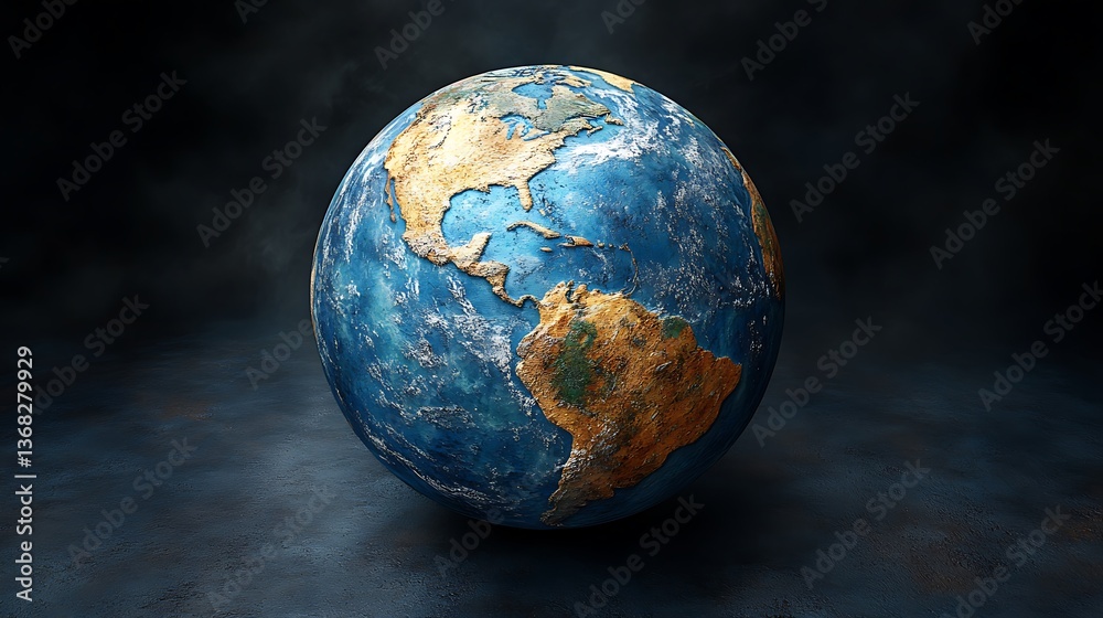A detailed and textured artistic depiction of planet earth in space A detailed and textured artistic depiction of planet earth in space