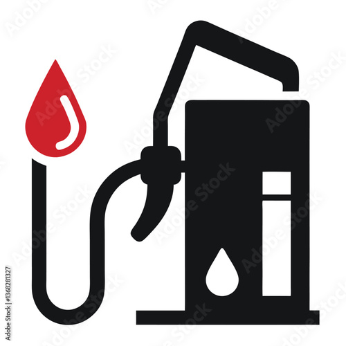 Leaking fuel icon a gas pump nozzle dripping fuel. 