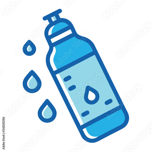 Leaking water bottle cap icon a plastic water bottle. 