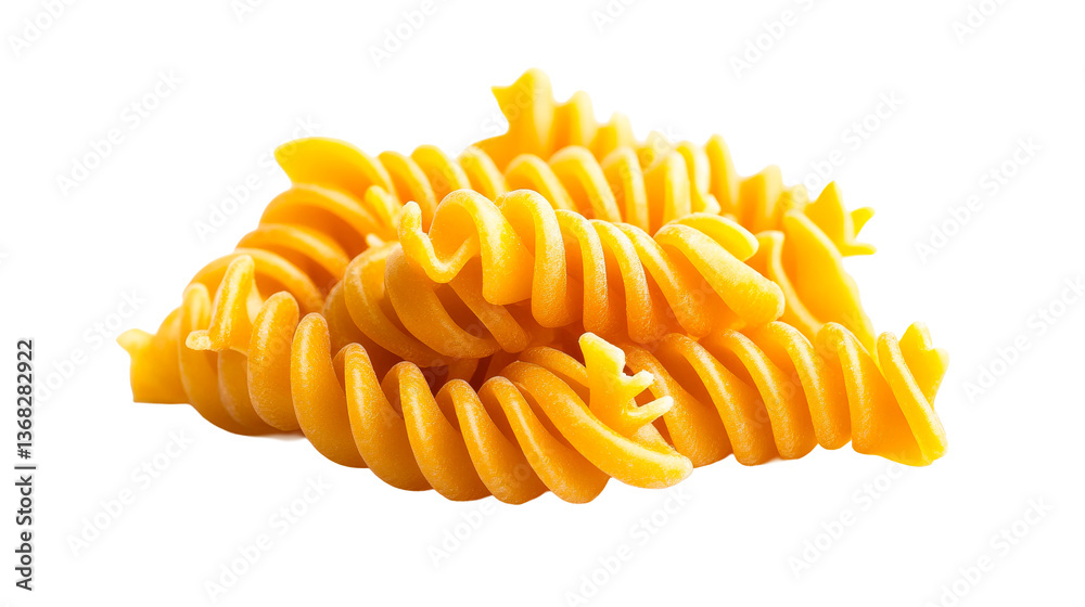 Heap of fusilli pasta, spiral shape, durum wheat, food ingredient, cut out transparent Heap of fusilli pasta, spiral shape, durum wheat, food ingredient, cut out transparent