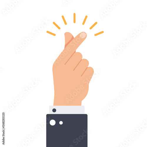 Hand gesture showing snapping fingers in flat, minimal style vector illustration