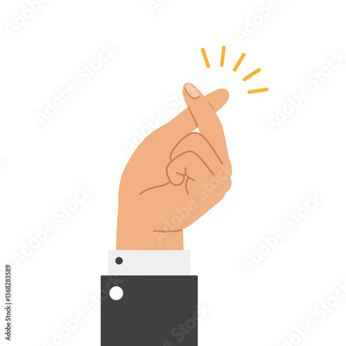 Hand gesture of a person in a suit snapping fingers flat vector art