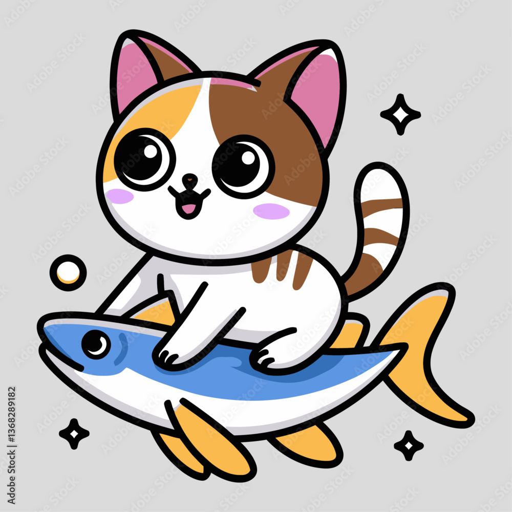 Obraz premium cat with a fish