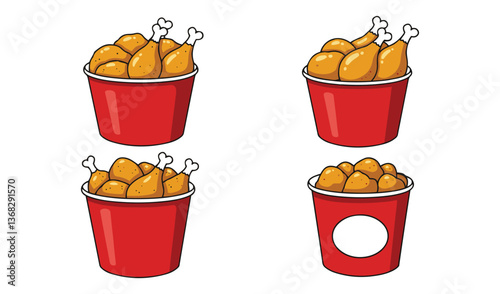 Savory fried chicken buckets highlighting irresistible flavor concepts ideal for restaurant advertising projects

