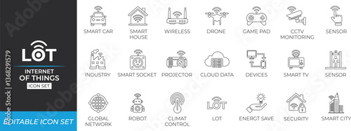 Internet of things Line icon set - vector illustration design.