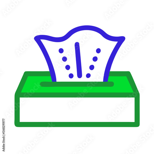 Tissues in a box, vibrant icon for hygiene and care  