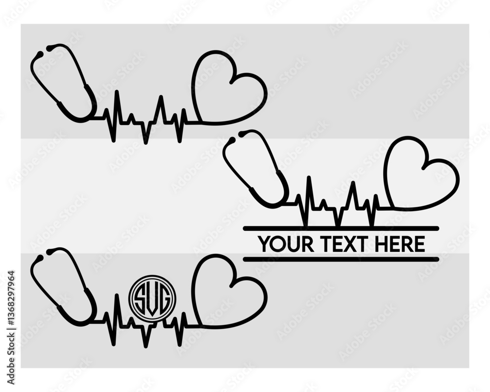 Fototapeta premium Heart Stethoscope Svg, SVG Bundle, Heart Beat, Stethoscope Svg, Circut Cut Files Silhouette, Nurse Svg, Stethoscope Health Heart, Medical Svg| Doctor Svg, Lifeline Svg, Science Svg, Heartbeat Clipart,