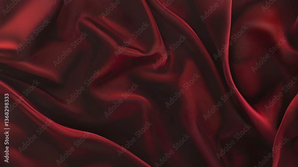 Elegant burgundy silk fabric background with soft folds and luxurious texture for design projects