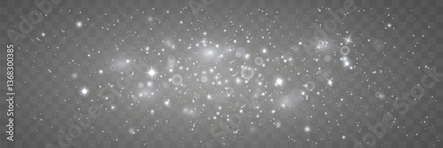 Magic sparkling gold and white dust. Christmas light effect, glitter, lights shine, amazing shimmer effect. Vector.