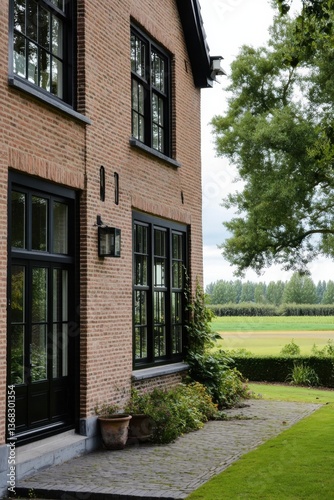 This delightful brick house features a spacious garden and offers breathtaking views of the scenic countryside  even on a cloudy day in this tranquil rural setting