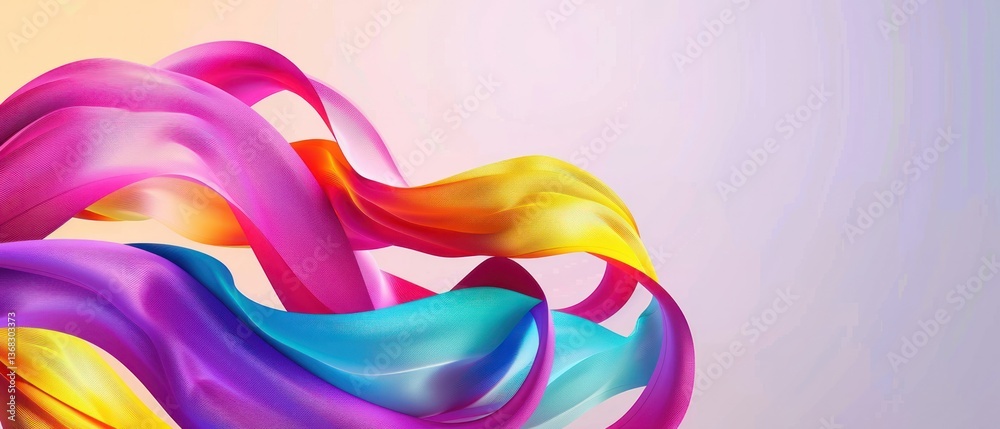 Fototapeta premium Abstract colorful dynamic backgrounds with 3D twisted ribbons vibrant banner design creative advertising branding concept presentation.