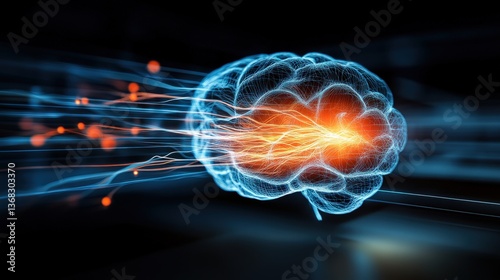 Accelerating neural activity digital world graphic visualization abstract environment close-up viewpoint brain function concept