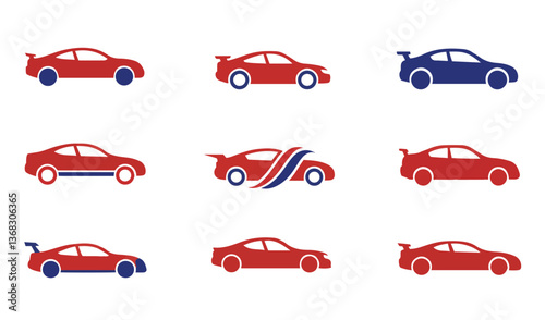 Stylish car logos with vibrant red and blue tones providing impactful branding solutions for auto companies

