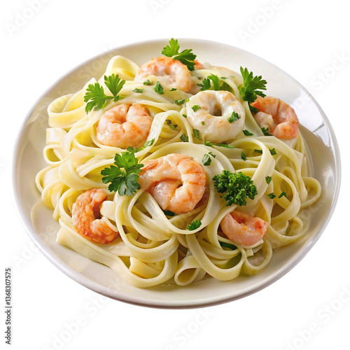 Delicious Creamy Shrimp Fettuccine Pasta Dish: Restaurant Style Recipe, Easy Homemade Meal, Italian Food