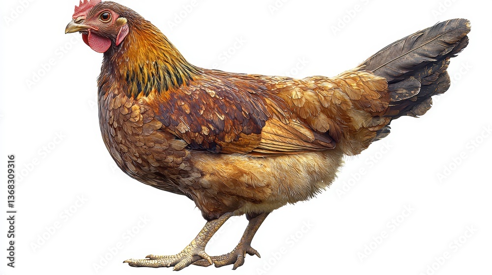 Fototapeta premium Beautiful Rustic Brown Chicken Walking Gracefully in Natural Habitat