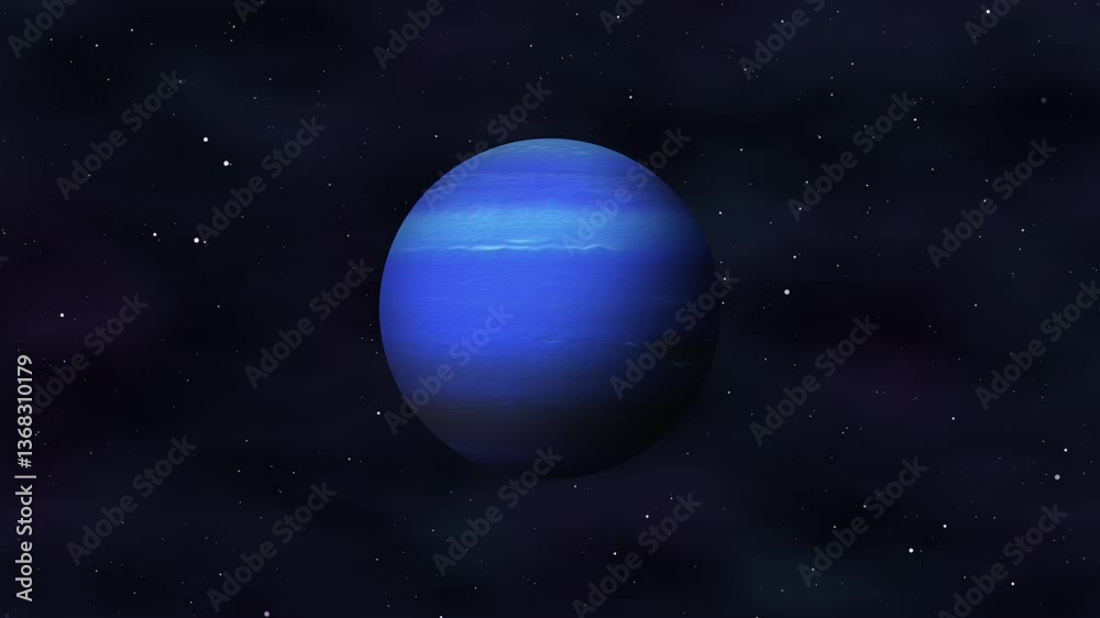 Neptune - Rotating 3D Planet On Space Background Loop Neptune - Rotating 3D Planet On Space Background Loop