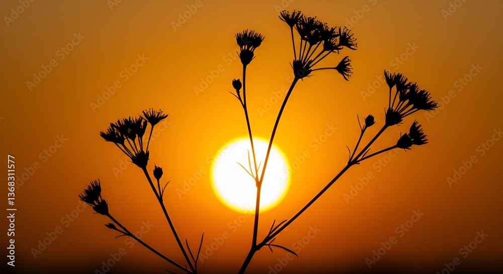 Obraz premium grass silhouette against sunset