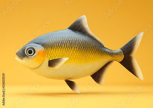 Cartoon Fish with Yellow Background. photo