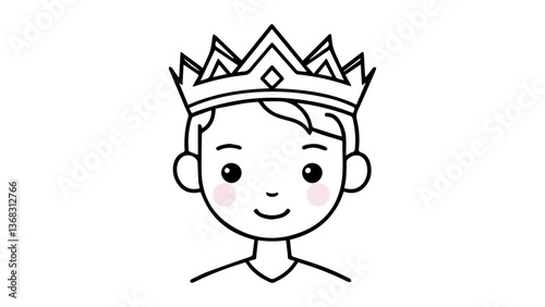 simple young king vector illustration, simple outline shape illustration of a prince