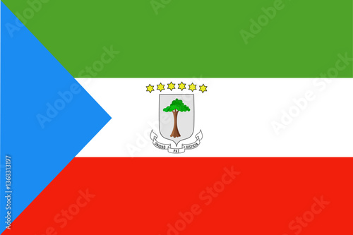 Equatorial Guinea flag, official colors and proportion correctly. National Equatorial Guinea flag. Vector illustration
