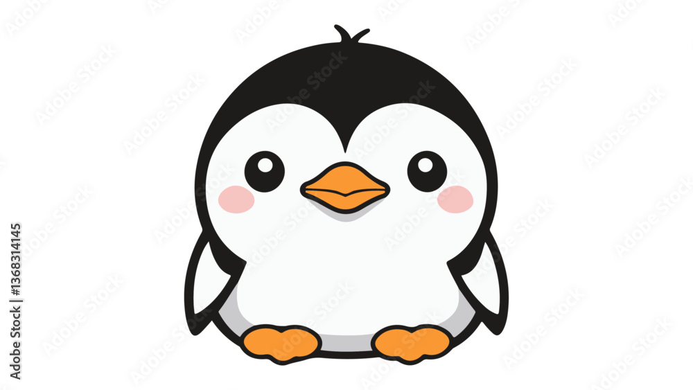 Obraz premium very cute small little penguin icon vector illustration, simple cute sign of a penguin