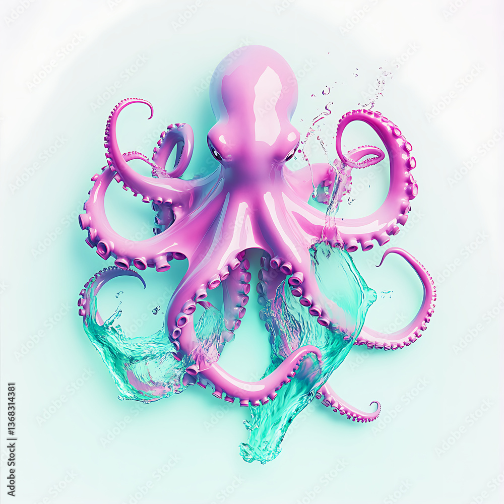 Fototapeta premium Abstract Watercolor Octopus Art