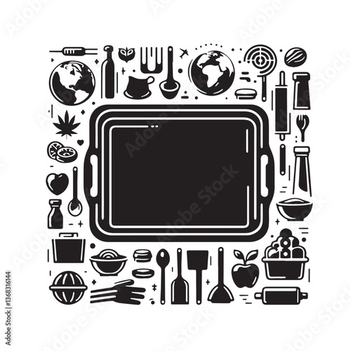 Black Color Baking Sheet Silhouette Vector Illustration, Solid White Background