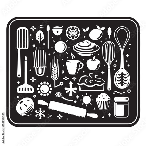 Black Color Baking Sheet Silhouette Vector Illustration, Solid White Background