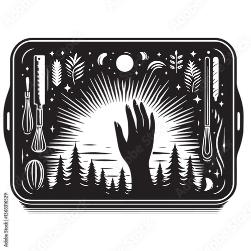 Black Color Baking Sheet Silhouette Vector Illustration, Solid White Background