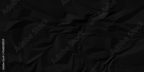 black crumple obsolete billboard rumple. wrinkle ripped creased black crumple aged closeup craft document grunge recycling paper background.	

